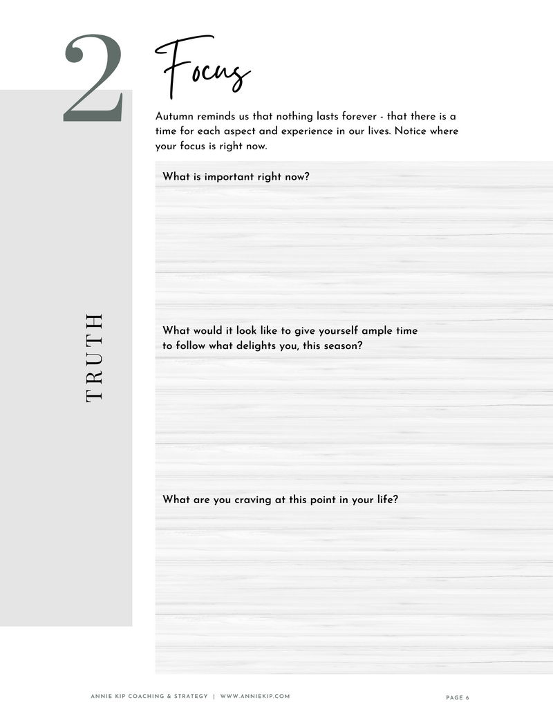 Workbook (digital download) - Soft Ambition Self-Clarifying Workbook, Autumn edition